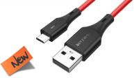 Cable BlitzWof USB-A M-micro-B M QC3.0 (max2Amp)  PVC negro/rojo 1.8m.