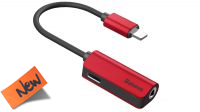 Cable adaptador Baseus L32 Lightning- conector Jack 3.5+ Lightning  H rojo