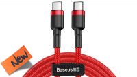 Cable Baseus USB C M-M,  PD 2.0 QC 3.0 (60W) Alu.Nylon 1m.