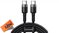 Cable Baseus USB C M-M,  PD 2.0 QC 3.0 (100W,20V5Amp) Alu.Nylon gris/negro 2m.