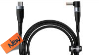 Cable Baseus USB-C M - DC Angulado 100W magnético 5.5x2.5mm PD alu.Nylon negro 2m