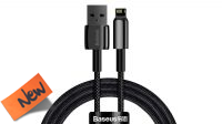Cable Baseus USB - Lightning Tungsten Gold 2.4A nylon negro
