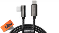 Cable Baseus Legend Series USB-C M-M 90º PD100W alu. Nylon negro 1m