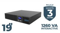 SAI PHASAK 1260VA Protekt Rack Interactivo con AVR, toma protegida y slot SNMP