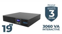 SAI PHASAK 3060VA Protekt Rack Interactivo con AVR, toma protegida y slot SNMP