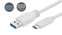 Cable USB 3.0 Tipo A Macho a Tipo C Macho blanco High-speed charging 3A
