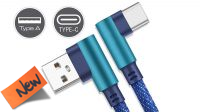 SB 3764 : Cable USB-C - USB 2.0 M/M angulados 90º nylon (Max 2A) Azul 1m (Negro)