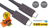 Cable USB-C M-M USB4 Thunderbolt (20A Máx5A) negro 1.2m
