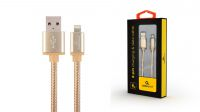 Cable de datos y carga Lightning 08P iPhone/iPad - Nylon/aluminio dorado 1.8m