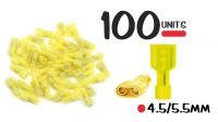 Conjunto de 100 terminales Faston Hembra 6.6mm 4.5-5.5mm2 24A aislantes amarillo