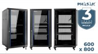 Rack de Suelo PHASAK 19" Pro Server · 600 x 800 mm · Montado con ventilación y accesorios incluidos