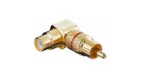 Adaptador A/V RCA M/H angulado a 90º Gold Plated con raya Roja