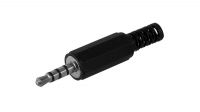 Conector Jack 3.5mm estéreo plástico Macho 4 contactos con pretección Negro