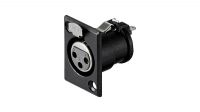 Conector XLR 3pin Fêmea chassis preto