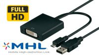 Cabo adaptador micro USB p/ DVI MHL preto