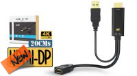 Adaptador HDMI  M - Displayport  F / USB  M  4K @60Hz preto 0.20 m.