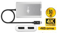 Cable adaptador USB 3.1 Macho a 2 x Displayport 4k a 60Hz o 1 de 5k a 60Hz 0.45 m.