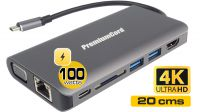 Docking USB 3.1 M - RJ45/VGA/HDMI/USB3.0/SD Card/PD 100w 20cm