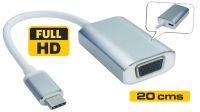 Cable adaptador USB 3.1 Macho a VGA Hembra Full HD 1080P Plateado 0.15m