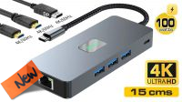 Docking 8en1 USB C M - RJ45, 3xUSB3.0, 2x HDMI4K V2.0B, 1x DP, 100PD