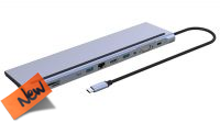 Docking USB-C M-RJ45, VGA, 3xUSB2.0, 1xHDMI 4K@60Hz, USB-C, 2xSD/TF Jack 3.5 100w PD