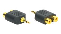 Adaptador audio dourado Jack Stereo Macho a 2x RCA fêmea (5)