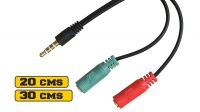 Cable Adaptador audio estéreo Jack 3.5mm Macho a 2 x Jack 3.5mm estéreo Hembra