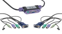 Conmutador KVM mini automático PS/2  a 1 puesto + audio