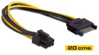 Cable alimentación 6 pines PCI-E a 1 x Sata Macho alimentación 0.20m