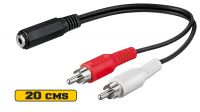Cable multimedia audio estéreo 1 Jack 3.5mm Hembra a 2 RCA Macho 0.2m