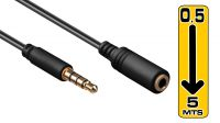 Cable multimedia extensión estéreo M/H Jack 3.5mm 4 Pines Gold Plated Negro