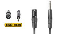Cable micrófono XLR Hembra 3 Pines a Jack 6.35mm Macho Negro 1.5m