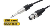 Cable micrófono XLR Hembra 3 Pines a Jack 6.35mm Macho Negro 6m
