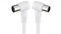 Cabo coaxial 75 Ohm de antena M/F angulado branco