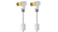 Cable coaxial 75 Ohm (100dB)  antena M/F Gold Plated 90º Blanco