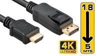 Cable Displayport V1.2 a HDMI 4K 3840 x 2160p M/M Gold Plated