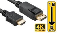 Cable Displayport V1.2 a HDMI Gold Plated 4K 3840 x 2160p M/M