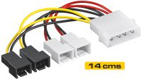 Cable adaptador PSU Molex 4 x 3 pines con reducción de velocidad en 2 conectores