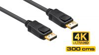 Cable monitor Displayport V1.2 3D 4k (3840 x 2160 a 60Hz) M/M Negro 3m