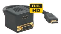 Cabo divisor HDMI Macho a HDMI Fêmea + DVI-D Fêmea 0.2m preto