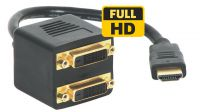 Cable divisor HDMI Macho a 2 DVI-D Hembra 0.20m Negro
