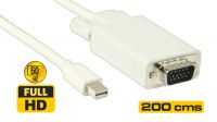 Cable mini DisplayPort a VGA M compatible con Mac 2m Blanco