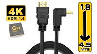 Cable HDMI 1.4 M/M angulado 90º Gold Plated
