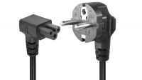 Cable de alimentación Schuko Macho - IEC C5 (Mickey Mouse, Trébol, 3pin) angulado Negro 1.8m
