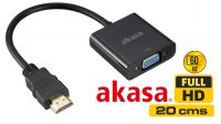 Cabo adaptador HDMI Macho a VGA Fêmea preto 20cm