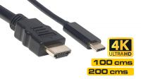 Cabo de monitor USB 3.1 a HDMI M/M 4K*2K@30Hz FullHD 1080P preto