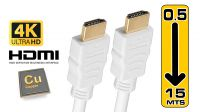 Cable HDMI 1.4 4K M/M Gold Plated Blanco