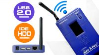 Caixa de disco 2,5" externa,wireless 54Mbps com print server e 2 portas USB