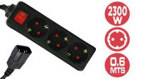 Regleta 3 tomas Schuko, para SAI conector SFO, con interruptor, 3600W 0.6m Negra