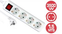 Regleta de seguridad con 4 tomas e interruptor